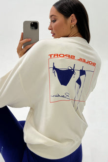 Bandier | Classic Soleil Sport Crew Neck Sweatshirt | Gardenia