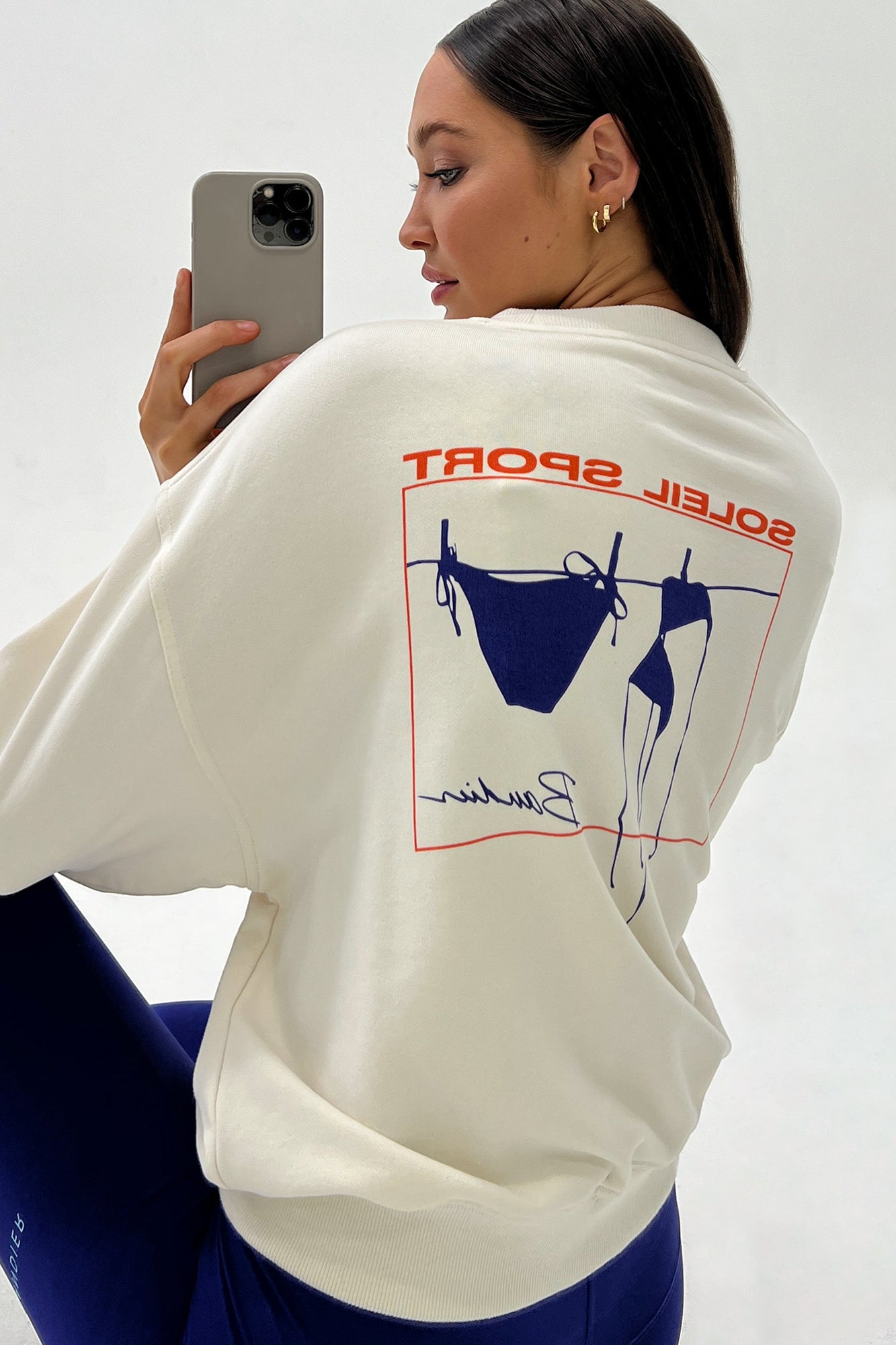 Bandier | Classic Soleil Sport Crew Neck Sweatshirt | Gardenia