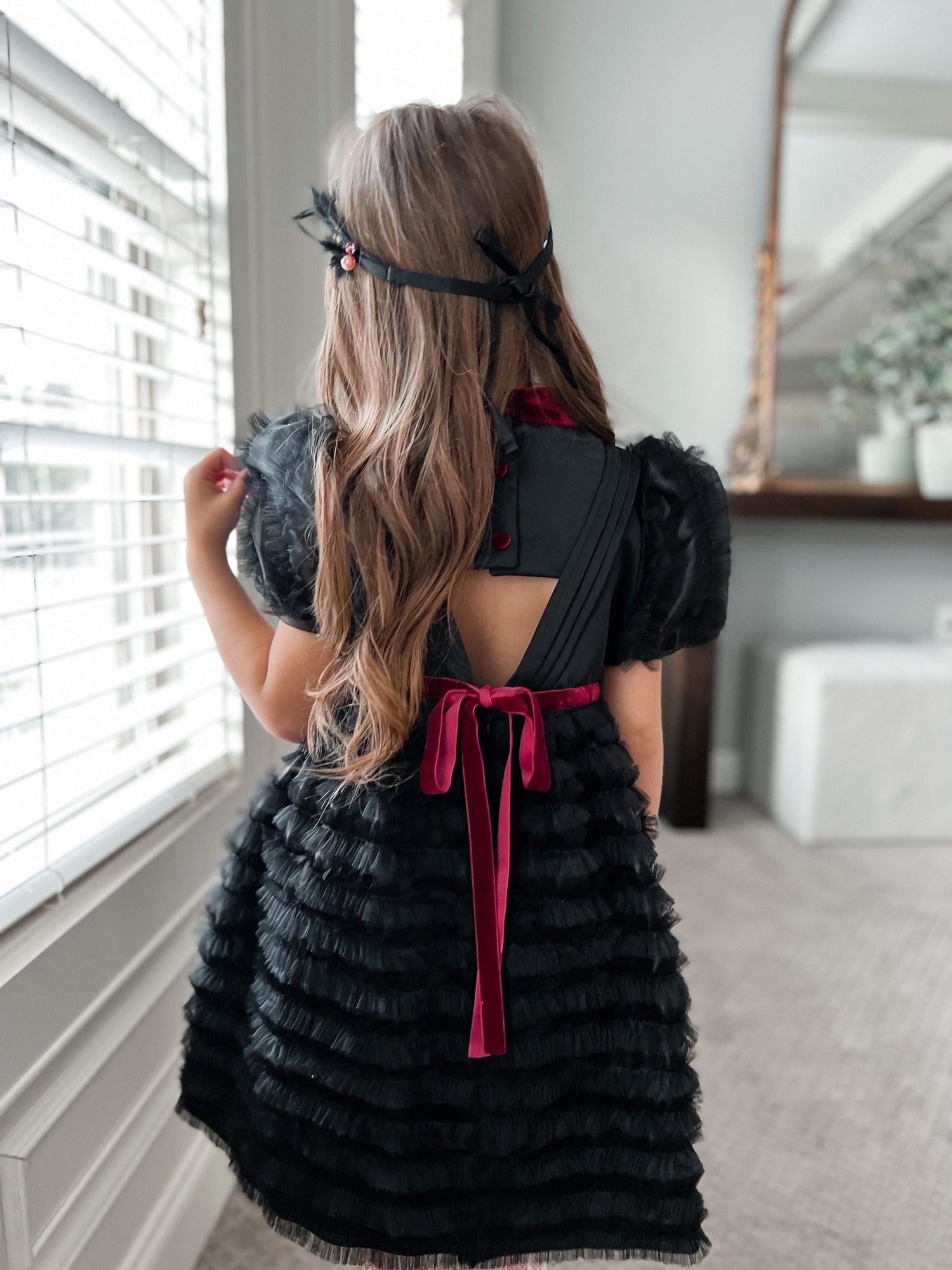 Kylie Black Tulle and Organza Dress | Black