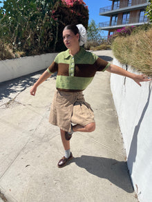 Molly Polo Sweater | Mocha/Pistachio Stripe