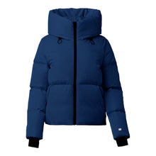 Iroh Relaxed-Fit Velvet Shine Down Coat With Hood | Lapis