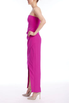 Jewel Badgley Mischka | Caroline Strapless Column Gown | Hot Pink