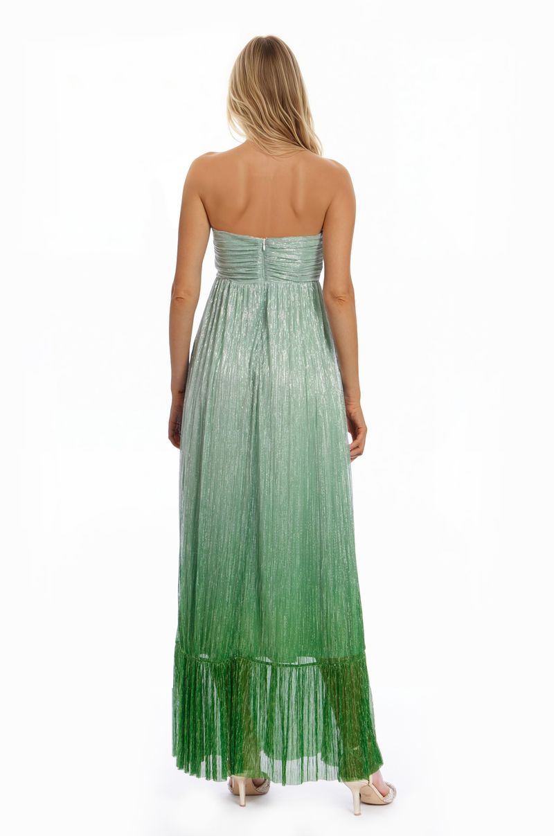 Jewel Badgley Mischka | Evelyn Sweetheart Neck Strapless Gown | Green Silver