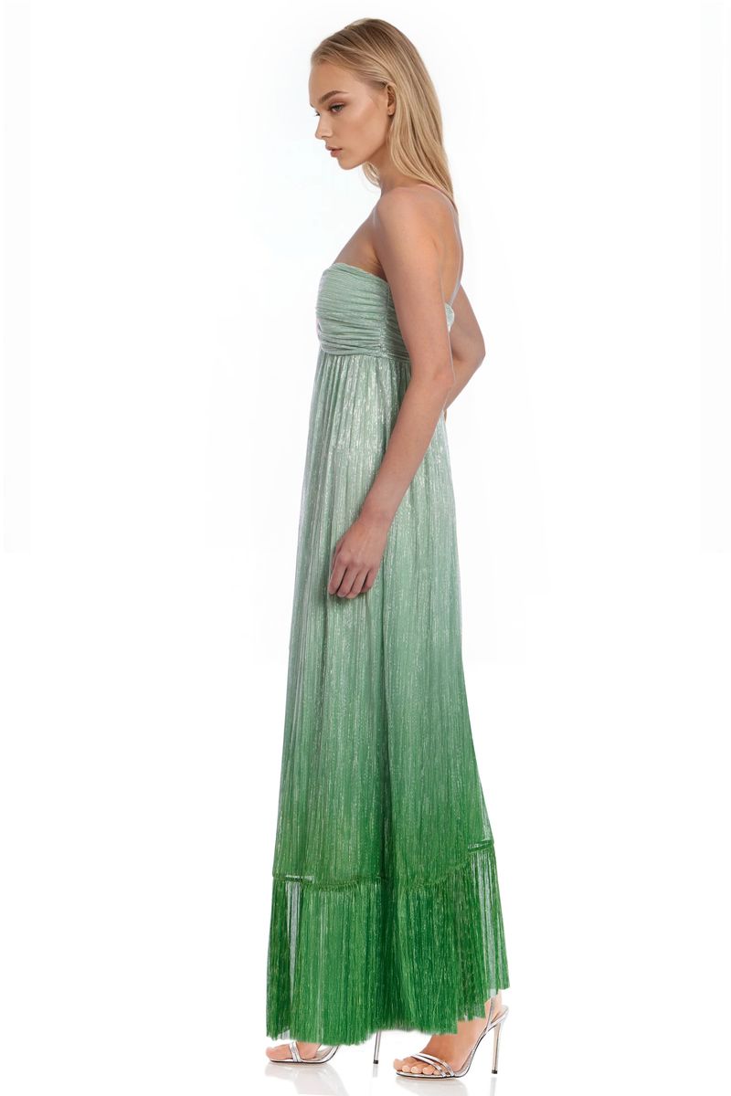 Jewel Badgley Mischka | Evelyn Sweetheart Neck Strapless Gown | Green Silver