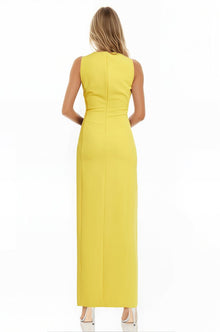 Jewel Badgley Mischka | Emma Sleeveless Square Neck Gown | Yellow