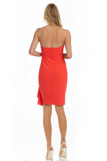 Jewel Badgley Mischka | Fiona Side Drape Halter Gown | Orange Coral