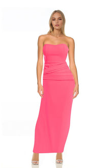 Jewel Badgley Mischka | Emery Fitted Strapless Gown | Coral