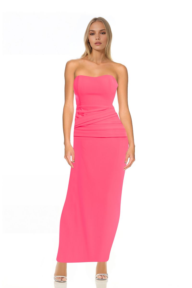 Jewel Badgley Mischka | Emery Fitted Strapless Gown | Coral