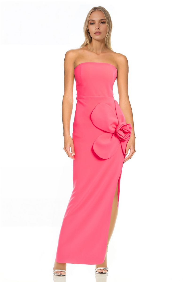 Jewel Badgley Mischka | Eloise Strapless Sheath Gown | Coral