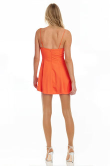 Jewel Badgley Mischka | Freya Square Neck Bubble Hem Mini Dress | Orange