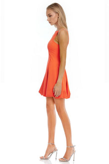 Jewel Badgley Mischka | Freya Square Neck Bubble Hem Mini Dress | Orange