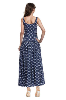 Jewel Badgley Mischka | Isla Polka Dot Drop Waist Maxi Dress | Midnight