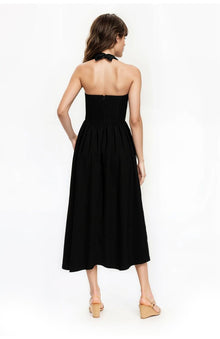 Jewel Badgley Mischka | Justine Halter Neck Midi Dress | Black