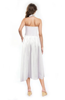 Jewel Badgley Mischka | Justine Halter Neck Midi Dress | White