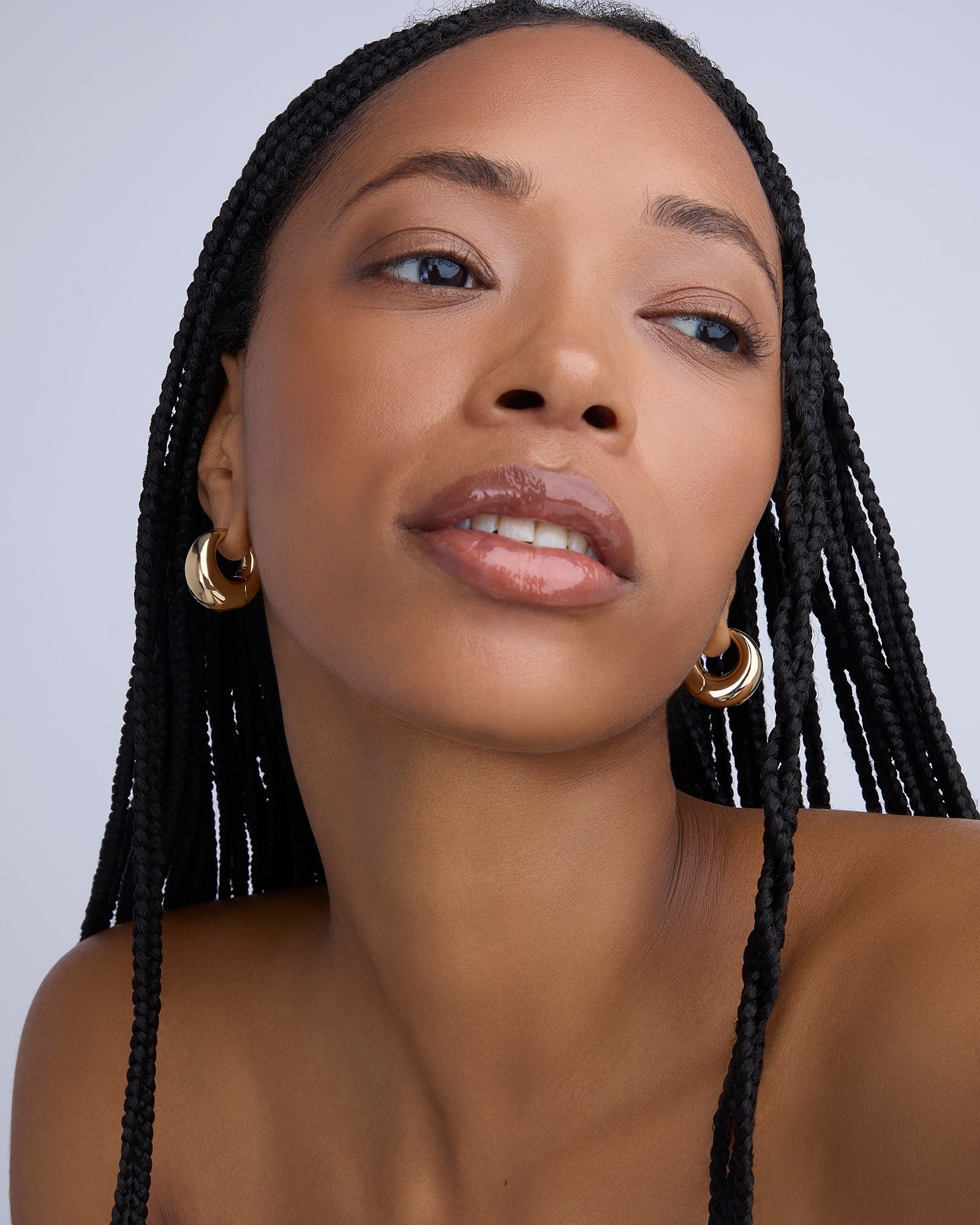 Dylan Micro Huggies earring - back view | gold huggie earrings
