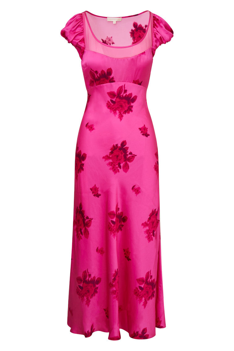 Joelette Floral Satin Maxi Dress | Raspberry Rose