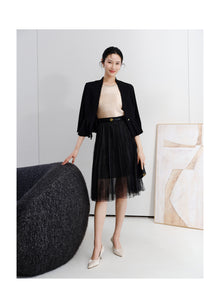 Jacquard Gradient Skirt | Black