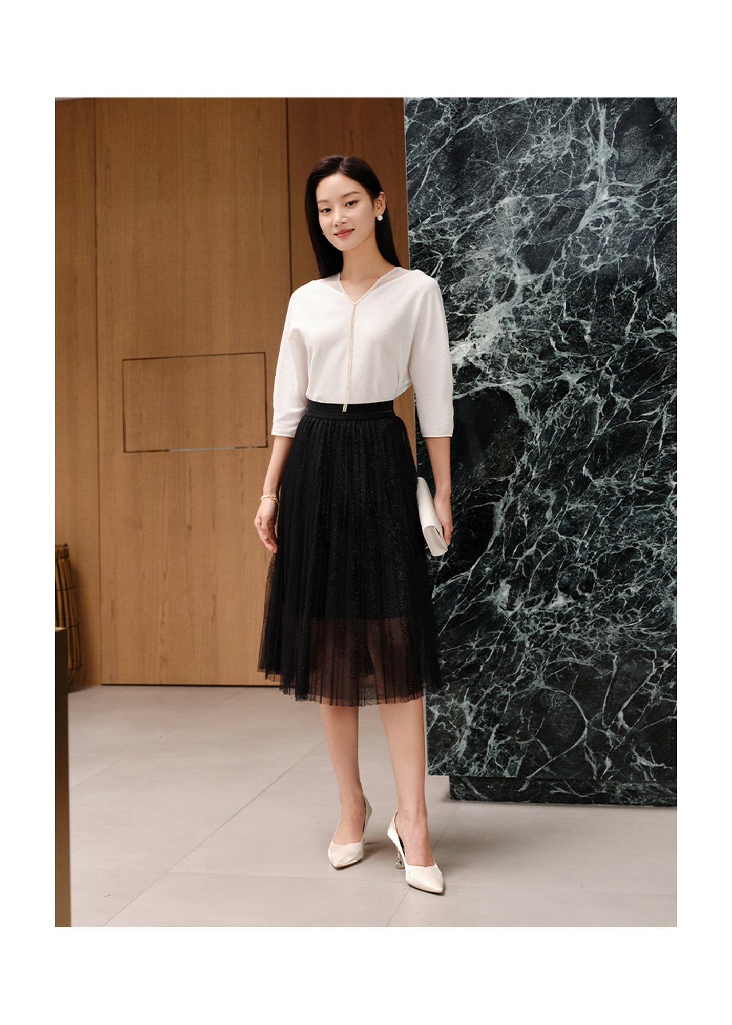 Jacquard Gradient Skirt | Black