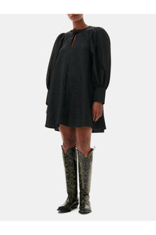 Jacquard Organza Mini Dress | Black