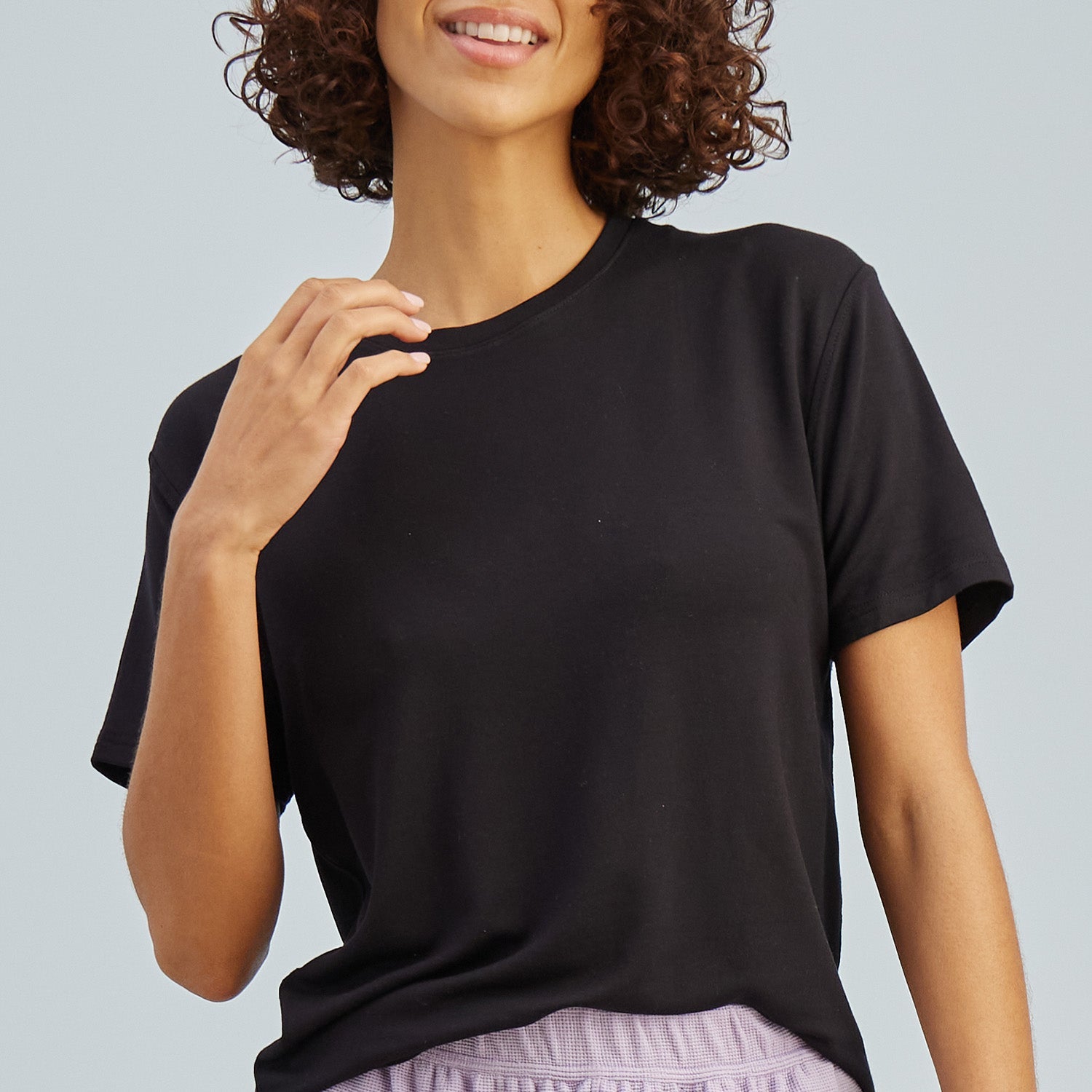 Modal French Terry Lounge Tee | Black