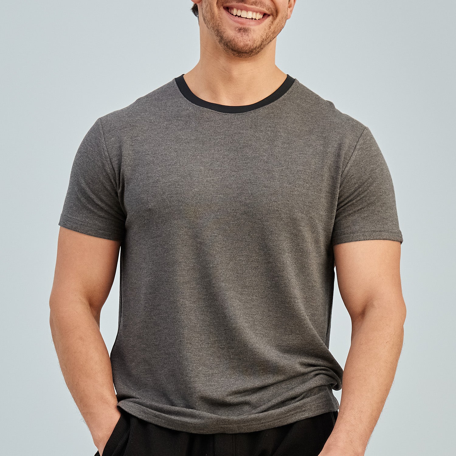 Modal French Terry Lounge Tee | Gray/Black