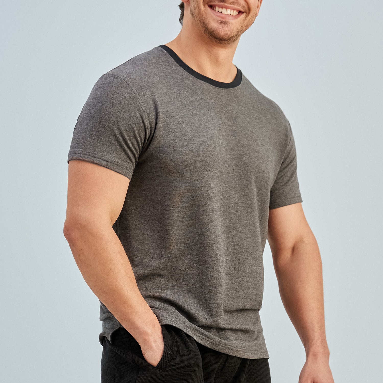 Modal French Terry Lounge Tee | Gray/Black