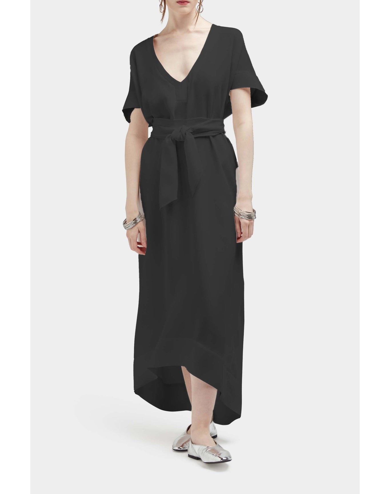 Joanna Silk High Low Maxi Dress | Black
