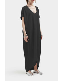 Joanna Silk High Low Maxi Dress | Black