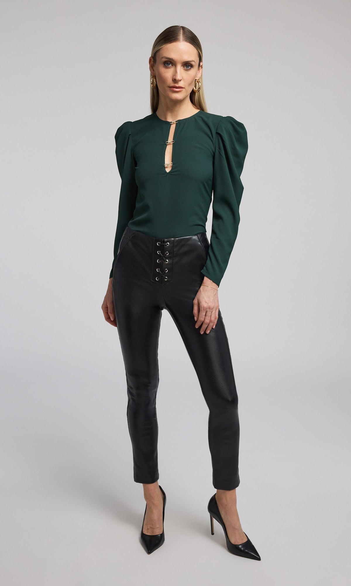 Ryder Vegan Leather Lace-Up Legging | Black