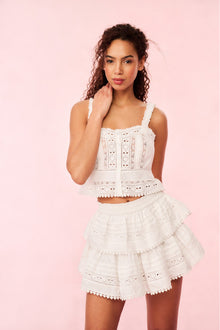Karmina Heart Eyelet Lace Tank Top | White