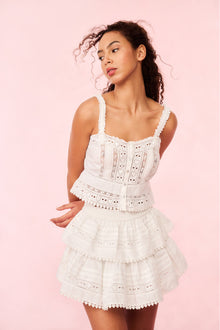 Karmina Heart Eyelet Lace Tank Top | White