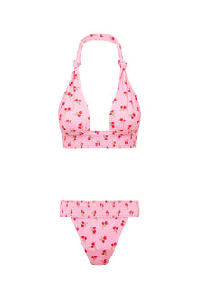 Katya Cherry Halter Bikini Swim Set | Cherry Pink