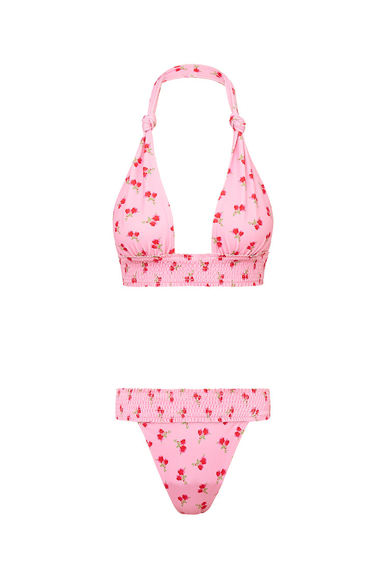 Katya Cherry Halter Bikini Swim Set | Cherry Pink