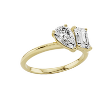 Womens | Two Stone Engagement Ring | 10K Yellow Gold | 1.25 CTW Pear Cut Lab Grown Diamond | G-SI