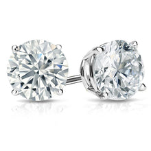 Womens | Stud Earrings | 14K White Gold | 1 CTW Round Cut Lab Grown Diamond | F-VS