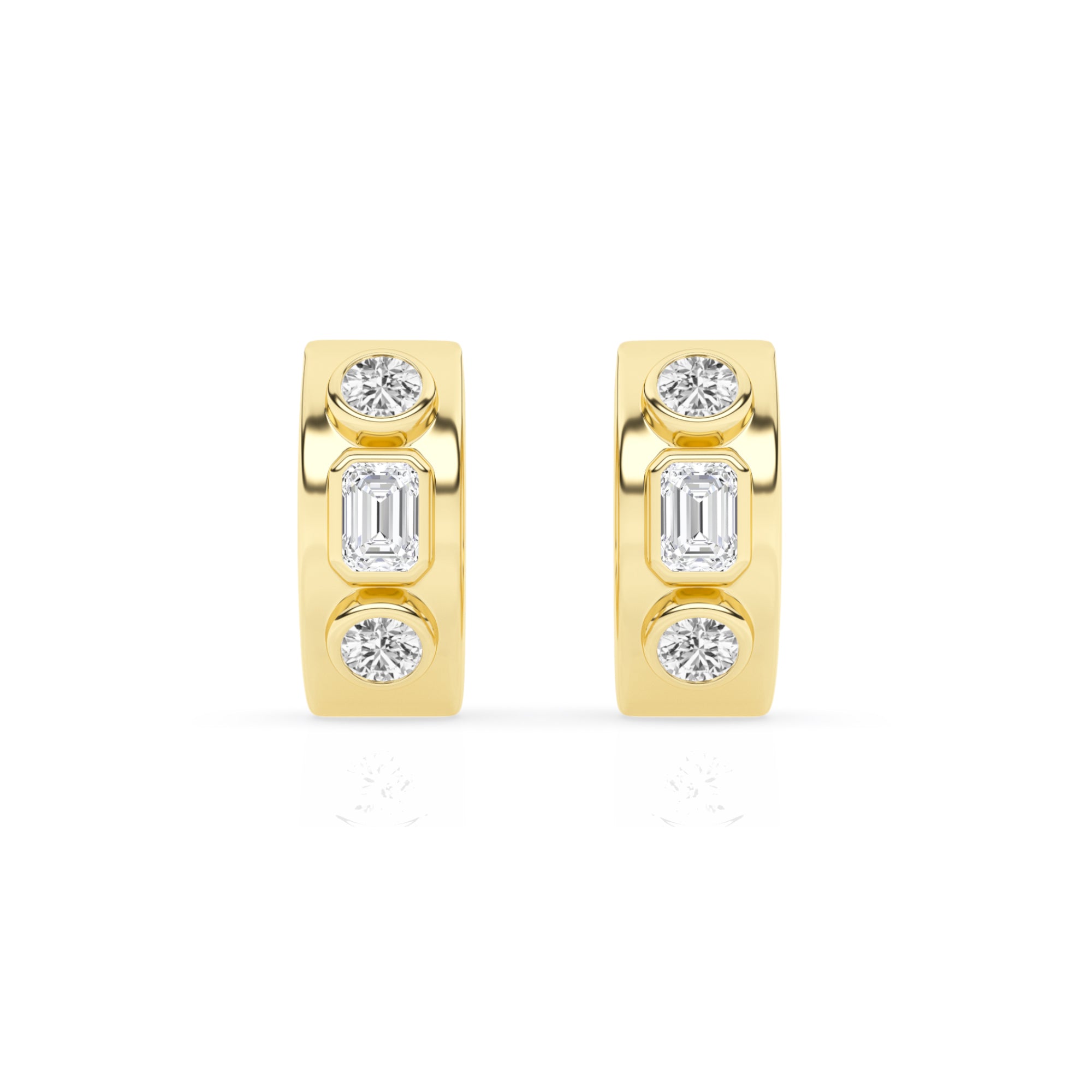 Womens | Hoop Earrings - II | 14K Gold Plated over Silver | 1 CTW Round Cut Lab Grown Diamond | F-VS