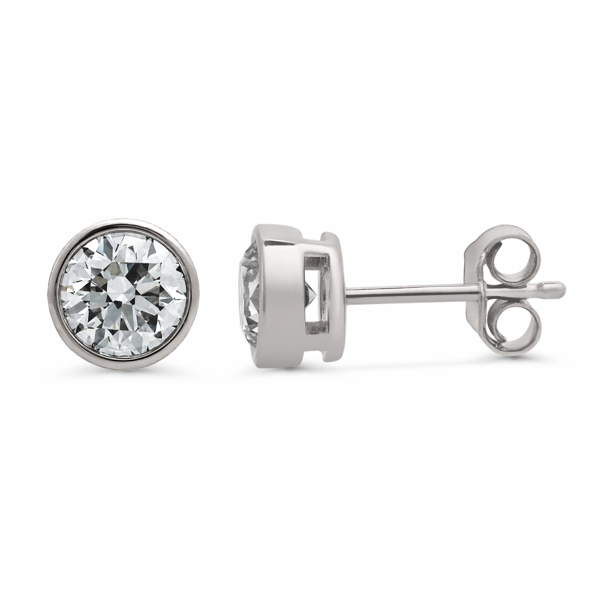 Womens | Stud Earrings | 14K White Gold | 1.50 CTW Round Cut Lab Grown Diamond | F-VS