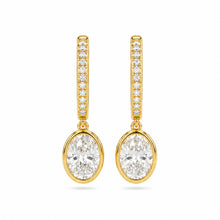 Womens | Dangle Drop Earrings | 14K Yellow Gold | 1.75 CTW Oval Cut Lab Grown Diamond | F-VS