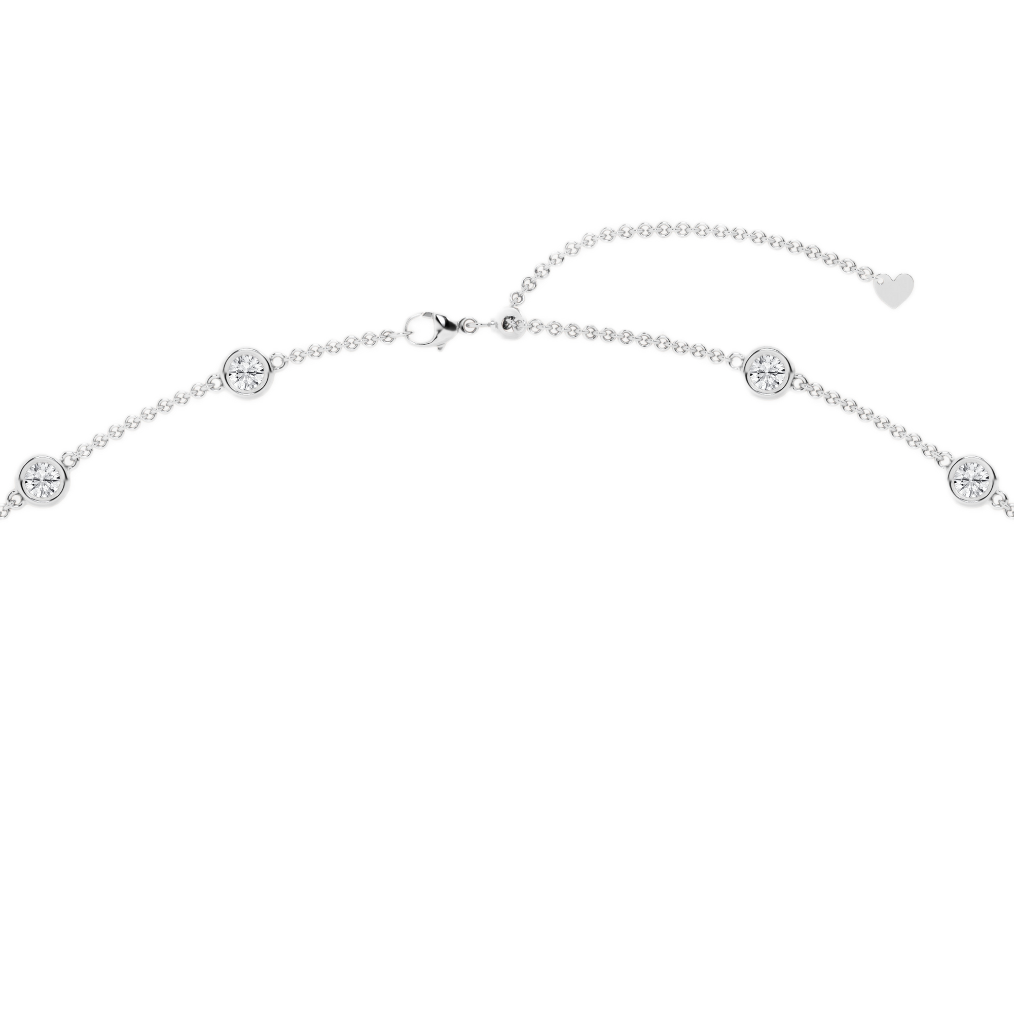 Womens | Station Necklace | 14K White Gold | 3.75 CTW Round Cut Lab Grown Diamond | F-VS2