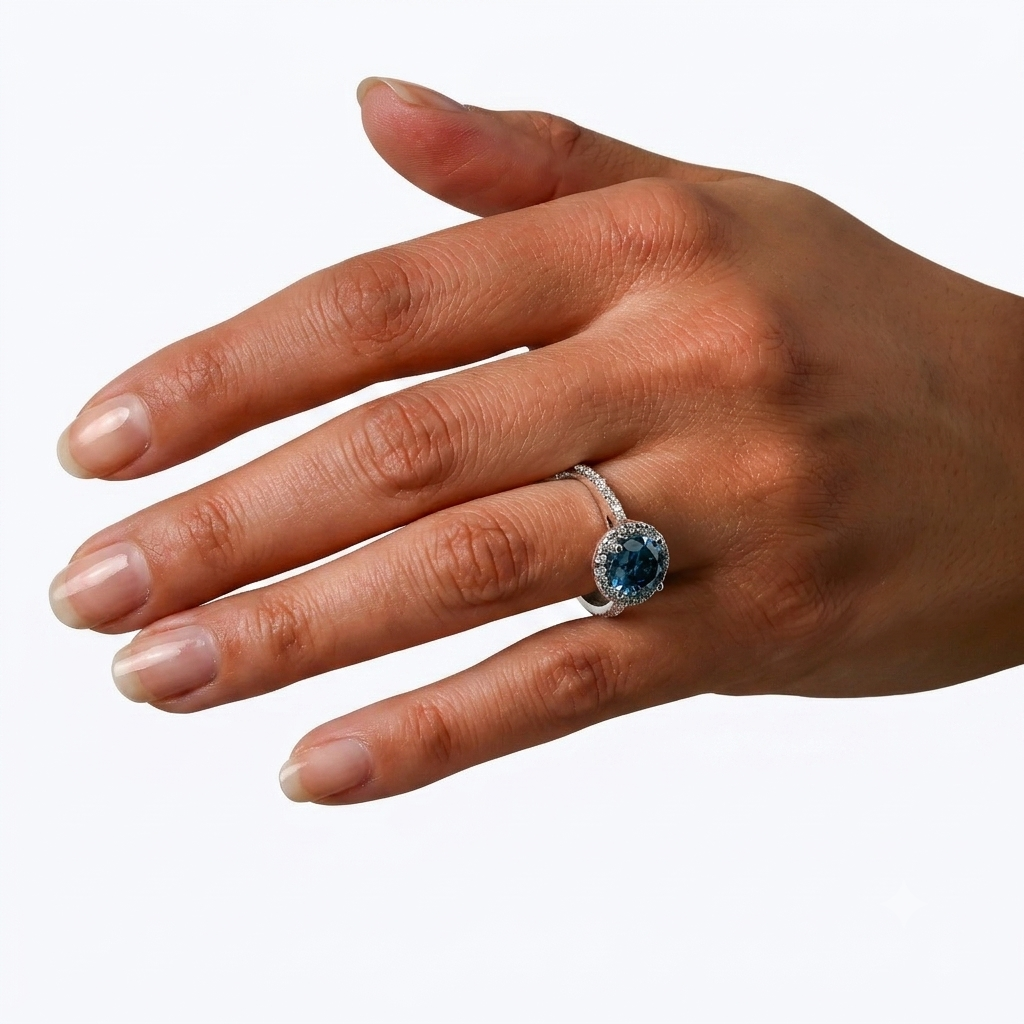 Womens | Side Stone Solitaire Engagement Ring | 14K White Gold | 2.50 CTW Round Cut Lab Grown Diamond | Blue-VS1