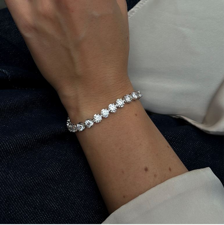 Womens | Tennis Bracelet | 14K White Gold | 12 CTW Round Cut Lab Grown Diamond | G-VS