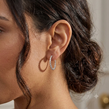 Womens | Inside Diamond Hoop Earrings | 14K White Gold | 4 CTW Round Cut Lab Grown Diamond | G-H-SI