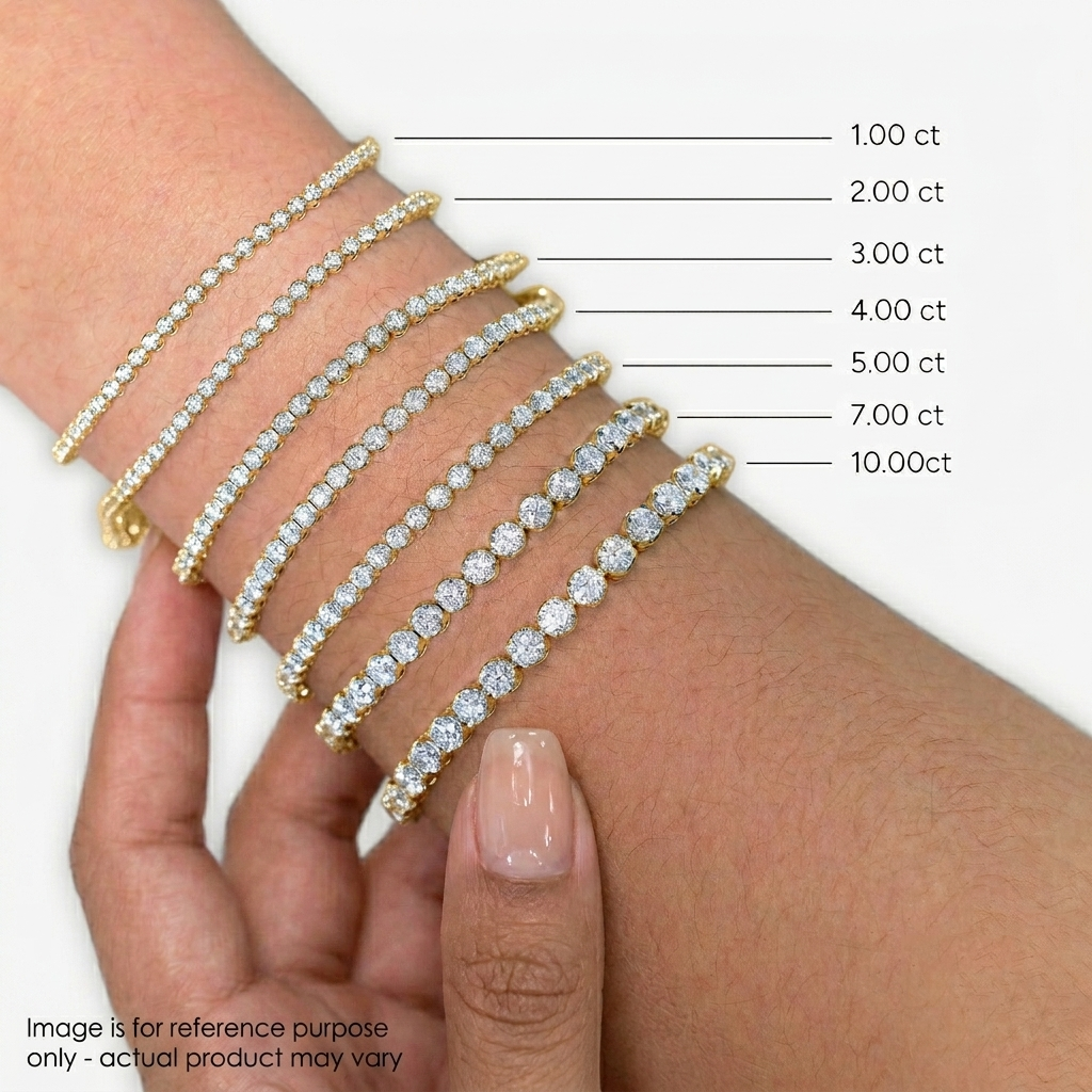Womens | Tennis Bracelet | 14K Yellow Gold | 4 CTW Round Cut Lab Grown Diamond | F-VS2