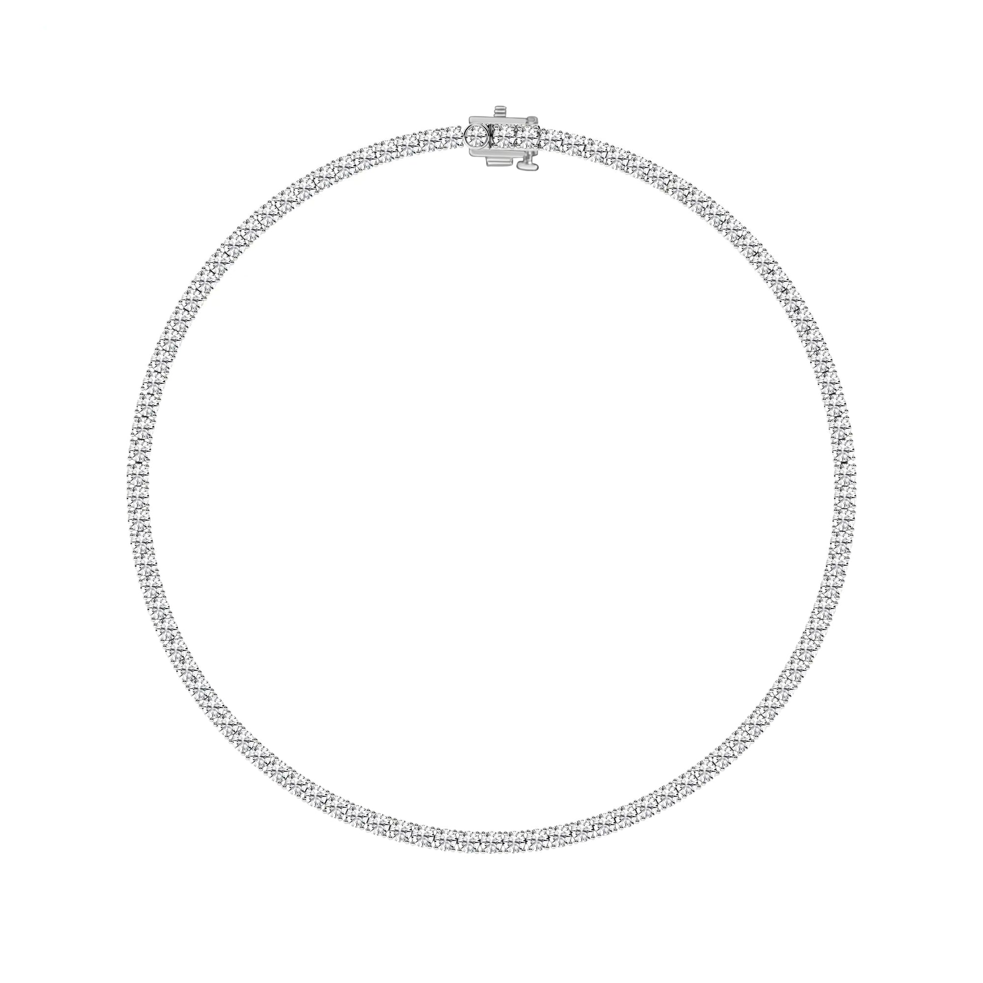 Womens | Tennis Necklace | Sterling Silver | 10 CTW Round Cut Lab Grown Diamond | G-SI