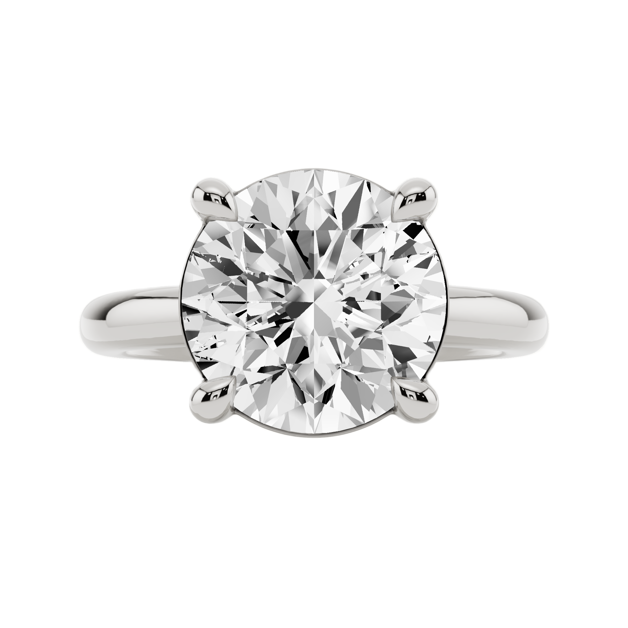 Womens | Solitaire Engagement Ring | 14K White Gold | 3 CTW Round Cut Lab Grown Diamond | G-SI | 8-inches