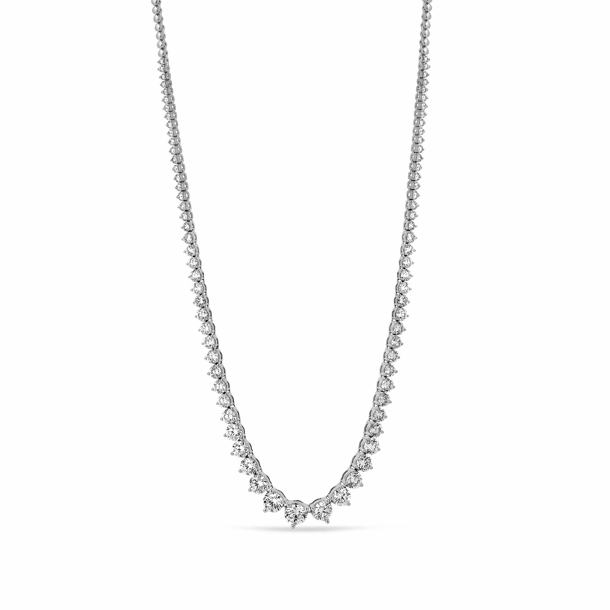 Womens | Riviera Tennis Necklace | 18K White Gold | 13 CTW Round Cut Lab Grown Diamond | G-VS