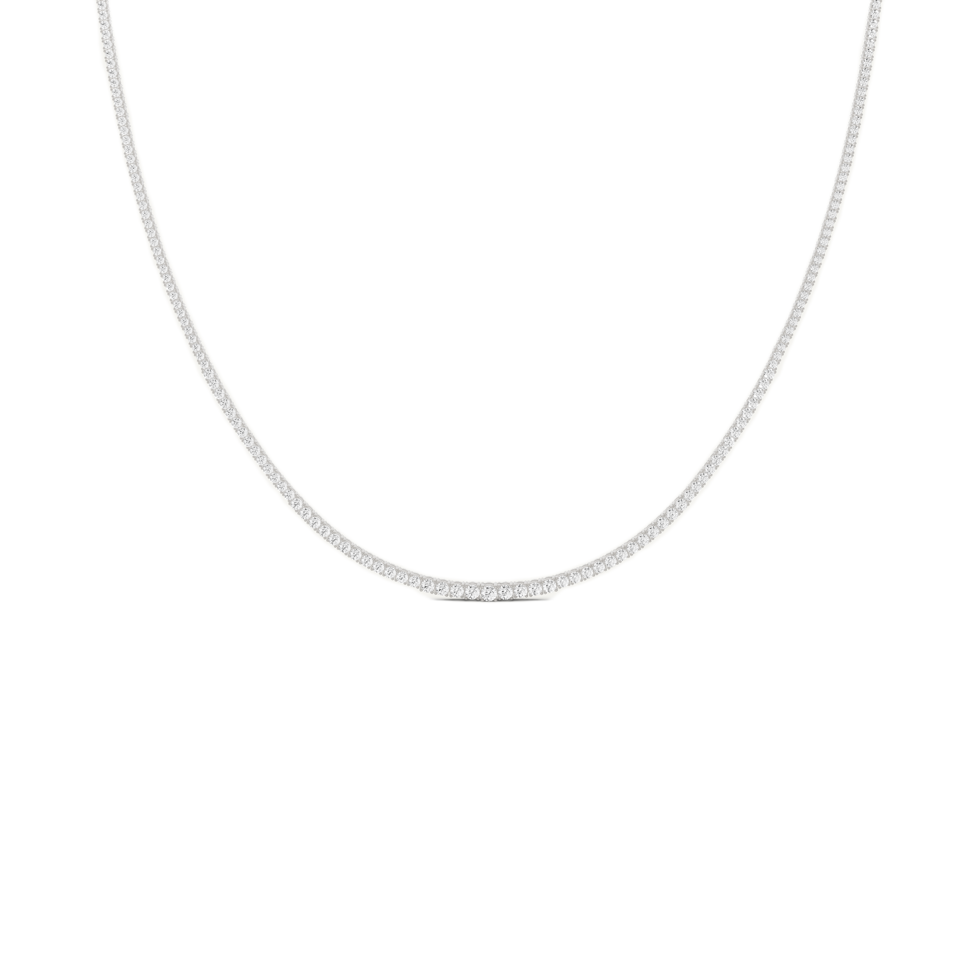 Womens | Tennis Necklace | Sterling Silver | 3 CTW Round Cut Lab Grown Diamond | F-VS2