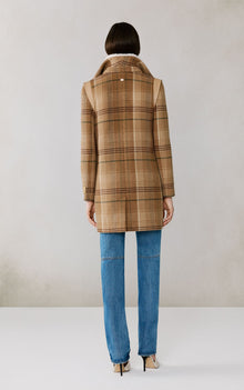Kiana-P Plaid Moto Coat In Wool | Teak