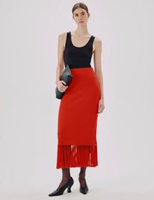 Women | Fringe Skirt | Tomato