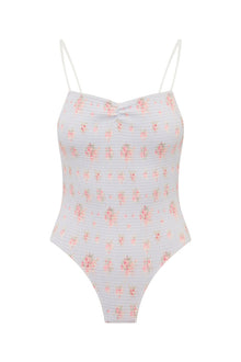 Korinth Floral Smocked One-Piece Swimsuit | Skylight Blue